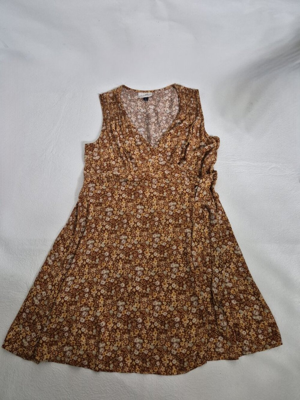 Universal Thread Womens XL Floral Sleeveless Wrap V-Neck Mini Dress Rust Orange